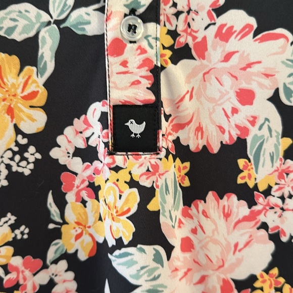 Bad Birdies Men's Medium Golf Polo EUC. Floral print. - Picture 4 of 5